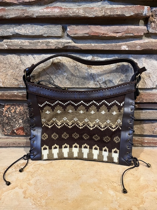 The Sak Handbags - The Sak Pink Label Brown Patterned Knit & Leather Shoulder Bag